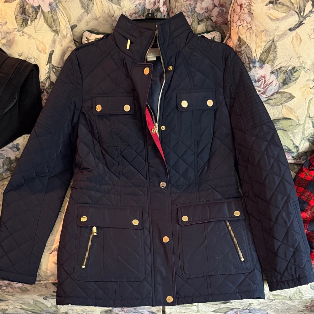 Michael Kors Dark Blue Quilted Utility Jacket